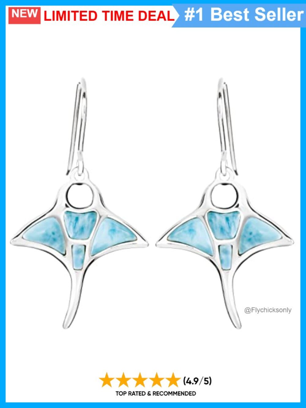 Sterling Silver Manta Ray Opal Koa Wood Larimar Dangle Earrings